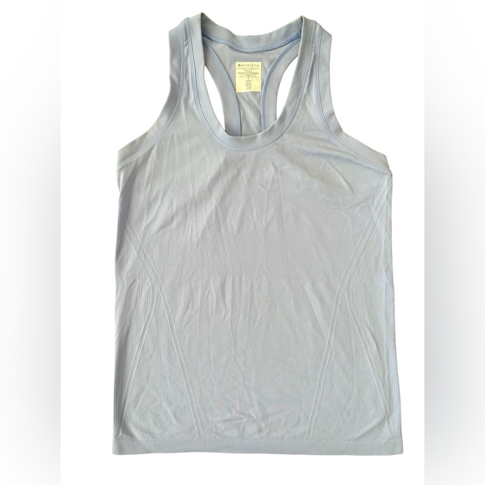 Athleta Top Womens S Scoop Neck Racerback Workout Sleeveless Tank Seamless Blue